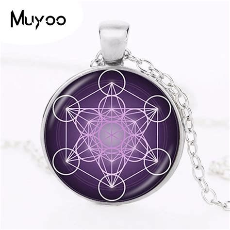 Metatron cube pingente colar sagrado geometria flor da vida jóias