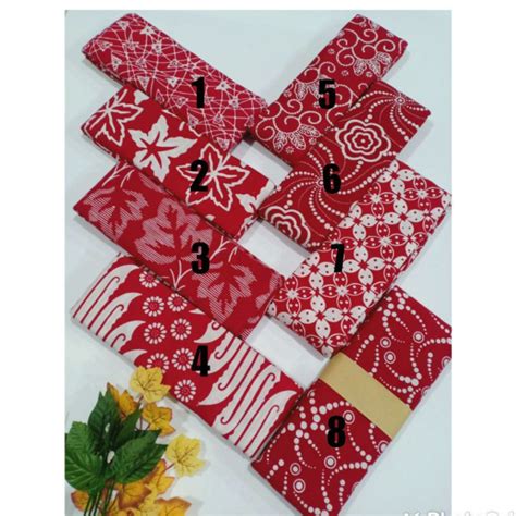 Jual Kain Batik Cap Garutan Katun Halus Merah Putih Kain Batik Merah