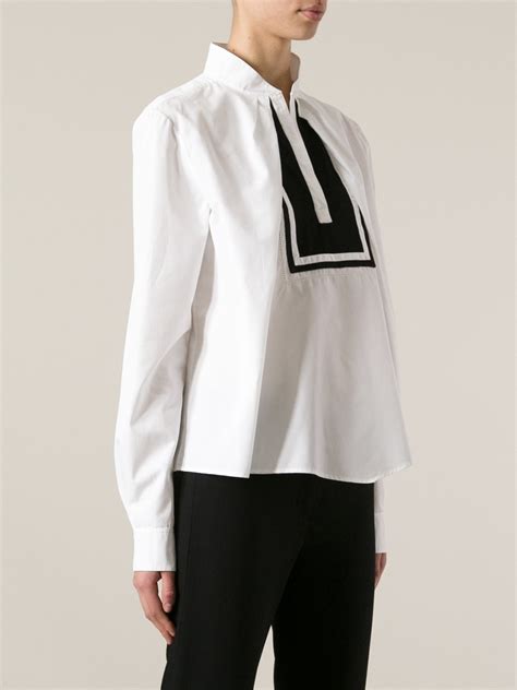 Chloé Standup Collar Blouse In White Lyst