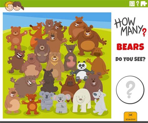 Premium Vector | Counting cartoon bears animals educational game