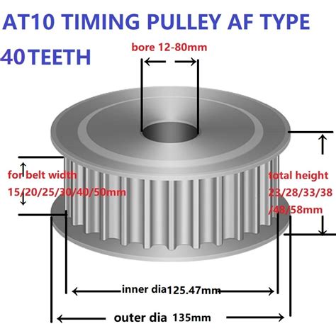 At Belt Pulley Teeth Bore Belt Wheel Timing Pulley Aluminum Alloy