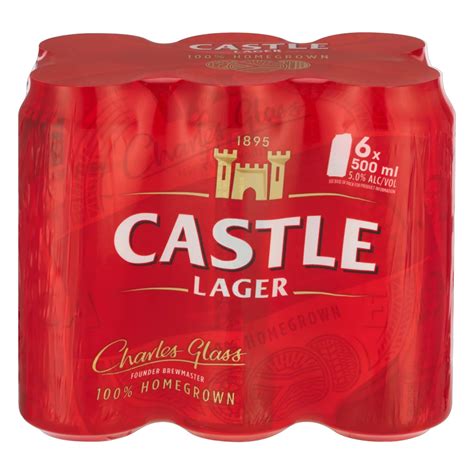 Buy Castle Lager Beer 500ml Can 6 Pack online