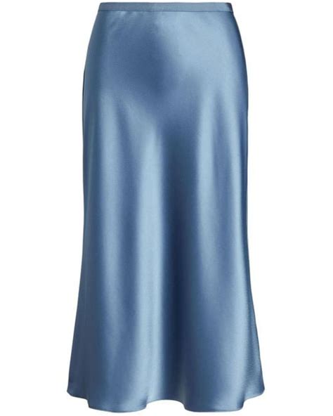 Polo Ralph Lauren Satin Finish Midi Skirt In Blue Lyst