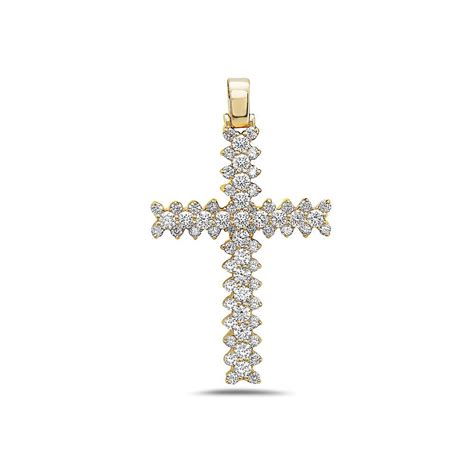 14k Yellow Gold Cross Pendant With 2 42 Ct Diamonds Omi Jewelry