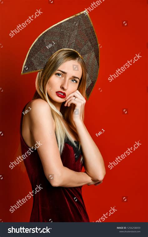 Beautiful Sexy Blonde Russian Girl Traditional Stock Photo 1256258059 Shutterstock