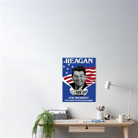 Vintage Ronald Reagan Campaign Poster Make America Great Again