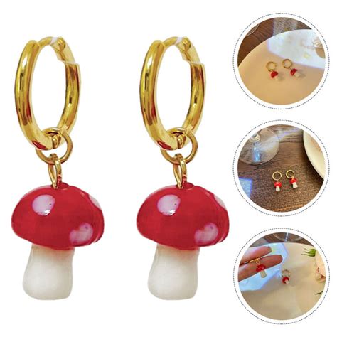 Boucles D Oreilles Rouges Pour Femmes Pendantes Champignon Manquer EBay