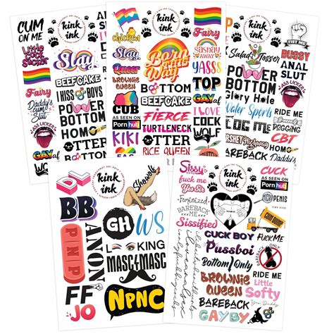 Amazon Kink Ink 114 X Hardcore Words And Phrases Gay Pride Temporary Tattoo Sexy Kinky