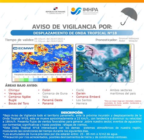 Emiten Aviso De Vigilancia Por El Paso De La Onda Tropical 18 La