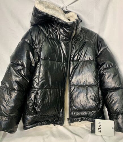 Nwt Nvlt Vegan Reversible Down Faux Fur Puffer Jacket Hood Women P S