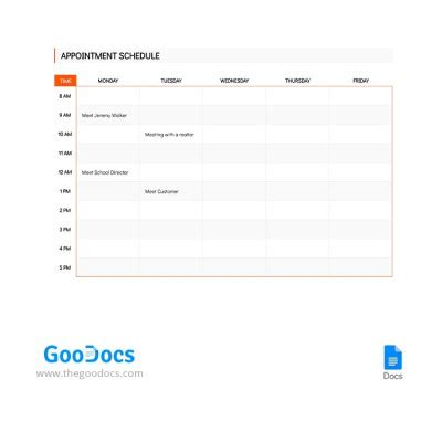 appointment schedule templates  google docs  sheets