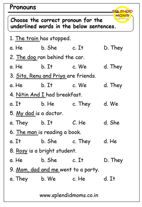 Pronoun Worksheets