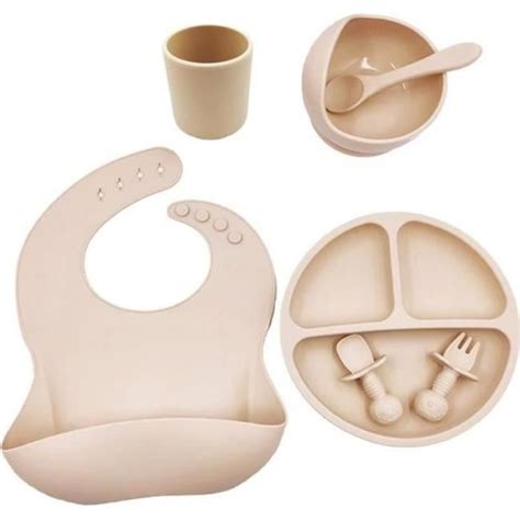 Coffret Vaisselle Repas Silicone Bébé CHANGM Bavoir Ventouse