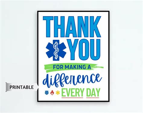 Thank You First Responders PRINTABLE Sign EMT Police Etsy