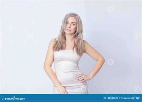 Studio Portrait Of Blonde Woman Stock Photo Image Of Healthy Confident 130026520