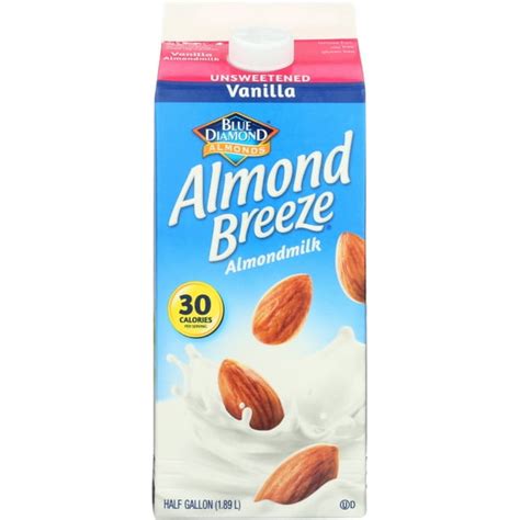 Blue Diamond Almond Breeze Unsweetened Vanilla Almond Milk Half Gallon