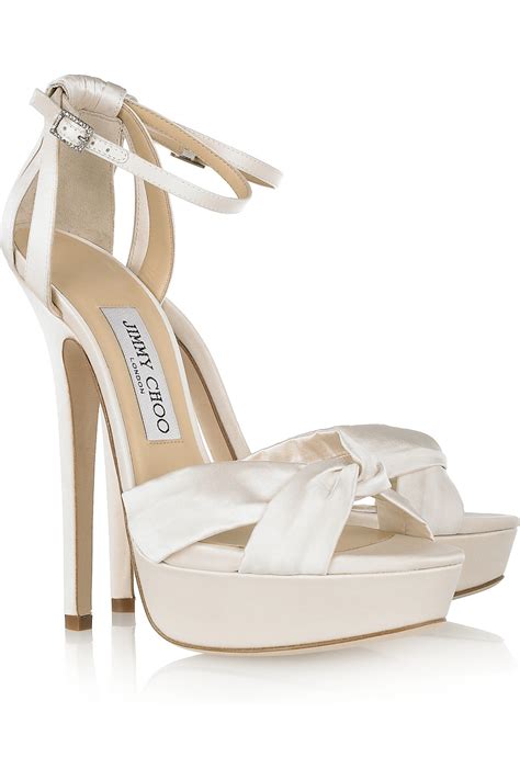 Jimmy Choo Fairy Satin Platform Sandals in White | Lyst UK