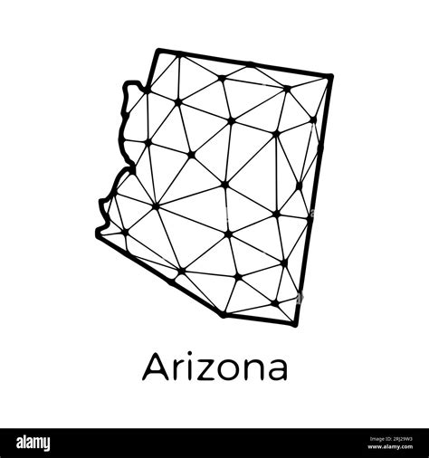 Arizona State Map Polygonal Illustration Made Of Lines And Dots Isolated On White Background