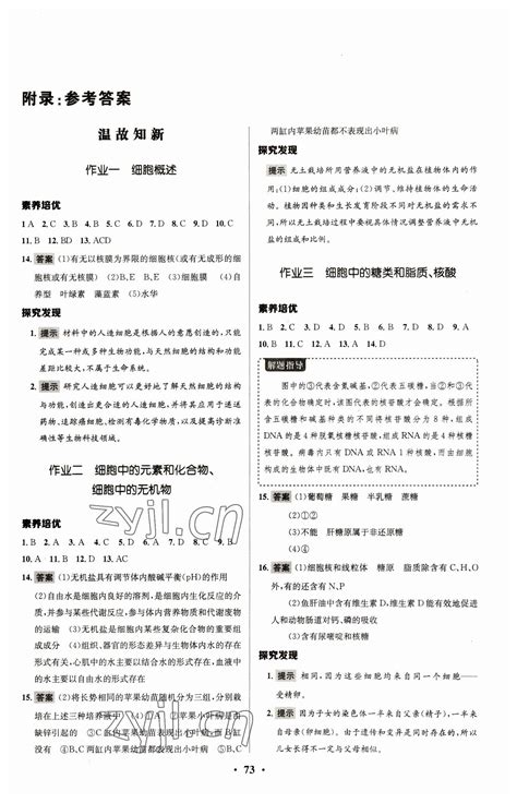 2023年志鸿优化系列丛书寒假作业高一生物答案——青夏教育精英家教网——