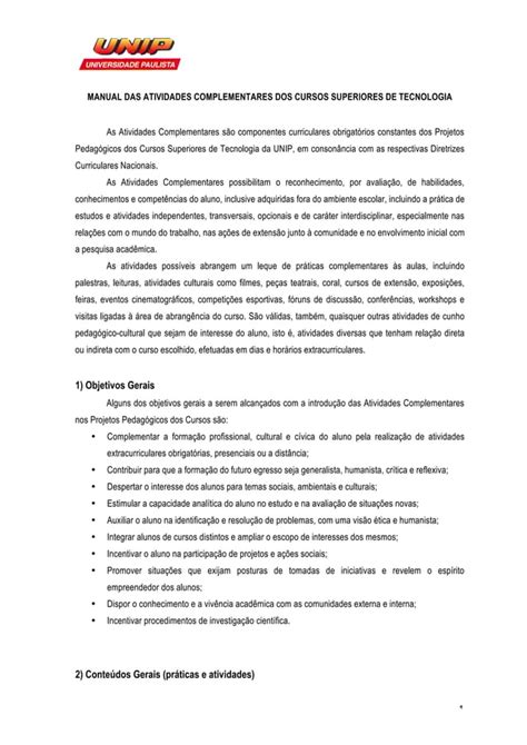 Manual Atividades Complementares Pdf