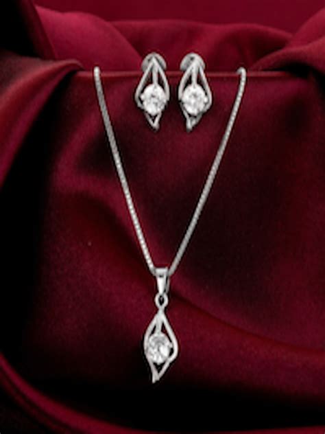 Buy Giva Sterling Silver Rhodium Plated Cz Studded Jewellery Set