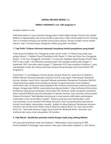 JURNAL REFLEKSI MODUL 1 3 VISI GURU PENGGERAK Sherly Hanawati Flip