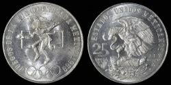 Mo Mexico Peso Type I Xix Olympic Games Commemorative Silver Bu