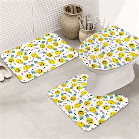 Bathroom Rugs Sets 3 Piece - Cute Bow Tie Pineapple Absorbent Non Slip Bathroom Mat Rugs, Toilet ...