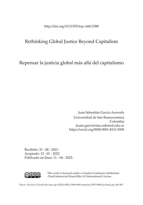 Pdf Repensar La Justicia Global Más Allá Del Capitalismo