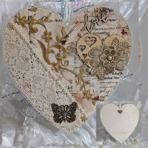 10 And 3 Wood Hearts Decoupage Craft