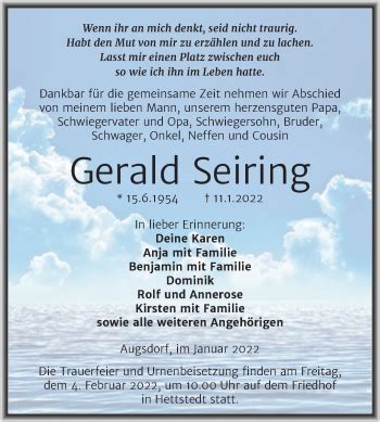 Traueranzeigen Von Gerald Seiring Abschied Nehmen De