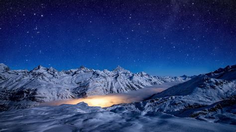 night, mountains, sky, stars, 4k (horizontal) | Sky pictures, Night sky ...