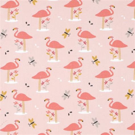 Tissu Coton Flamants Roses