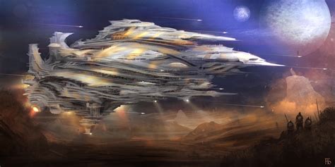 concept ships: Spaceship concept art by Florent Llamas