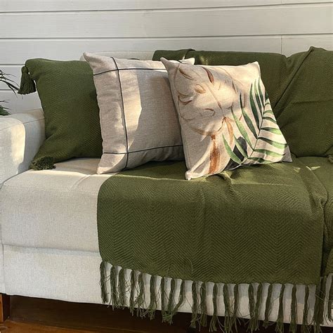 Manta Para Sofá Verde Oliva - Lemon Home | Manta Decorativa Para Sofá Áustria Verde Oliva 1.20x1.80