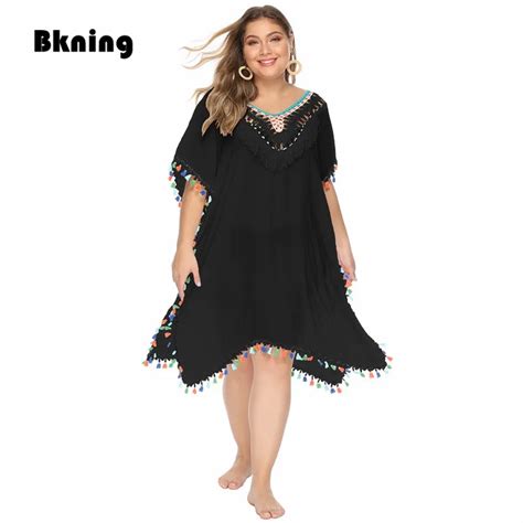 Grote Maten Jurken Voor Vrouwen Bikini Tassle Strand Jurk Vrouw Cover Up Gehaakte Jurk