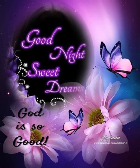 Some Pink Flowers And Butterflies With The Words Good Night Sweet Dream