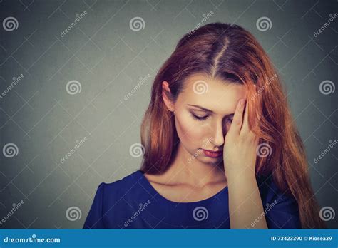 Sad Young Beautiful Woman With Worried Stressed Face Expression Looking