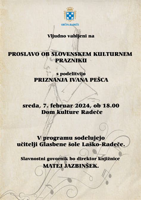 Proslava Ob Slovenskem Kulturnem Prazniku S Podelitvijo Priznanja Ivana