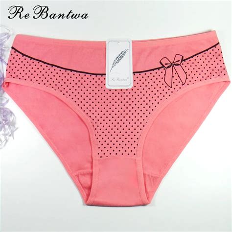 Rebantwa 3pcswomen Underwear Cotton Panties Dot Print Sexy Lingerie