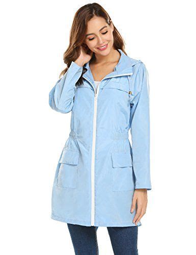 Lomon Women Waterproof Lightweight Rain Jacket Active Outdoor Hooded Raincoat Xxl Light Blue