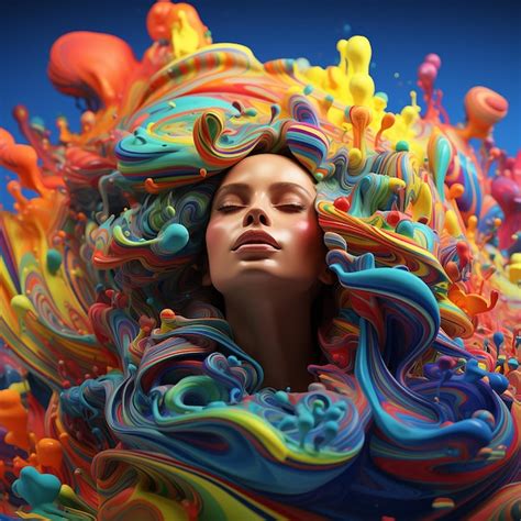 Fotos Renderizadas Em D De Artistas Fazendo Arte Cores Vibrantes