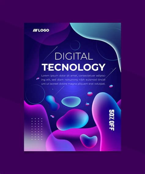 Premium Vector | A poster for digital technology with a purple background.