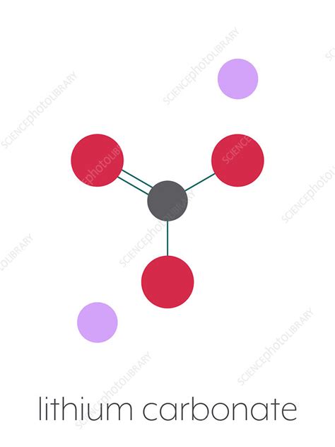 Lithium Carbonate Bipolar Disorder Drug Molecular Model Stock Image