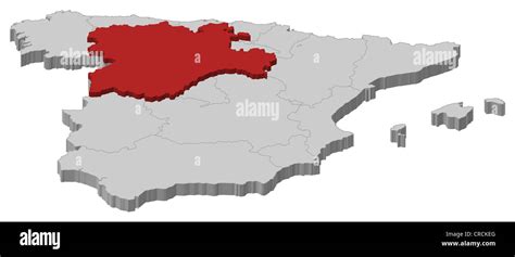 Mapa Político De España Con Las Diversas Regiones Donde Castilla Y León