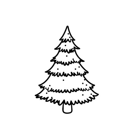 Premium Vector Fir Tree Black Line Icon Pine Sketch Illustration