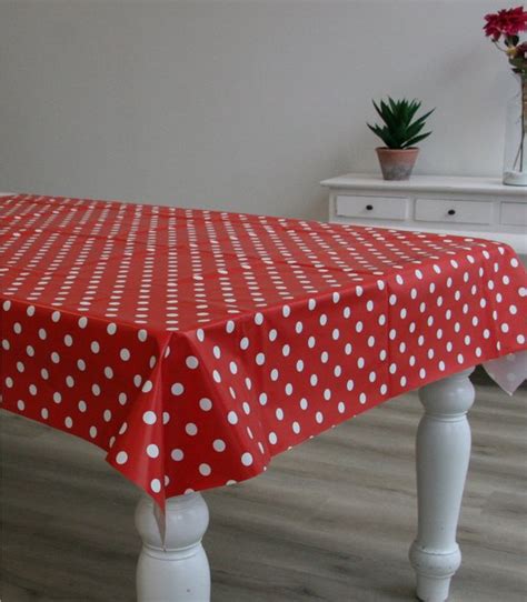 Tafelzeil Tafelkleed Rood Met Witte Stippen 140 X 300 Cm