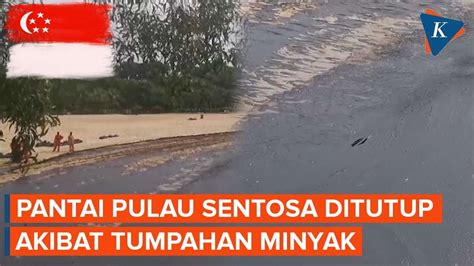 Pantai Pulau Sentosa Singapura Menghitam Akibat Tumpahan Minyak Tiga