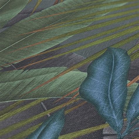 Jungle Textured Vinyl Wallpaper Exotic Palm Leaves AS Creation 39647 1