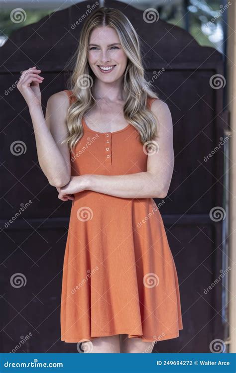 A Lovely Blonde Model Poses Outdoor While Enjoying The Warm Weather Stock Photo Image Of Farm